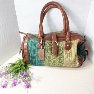 Rare Mo & Co. Multi Embroidered Pattern Bag with Leather Trim